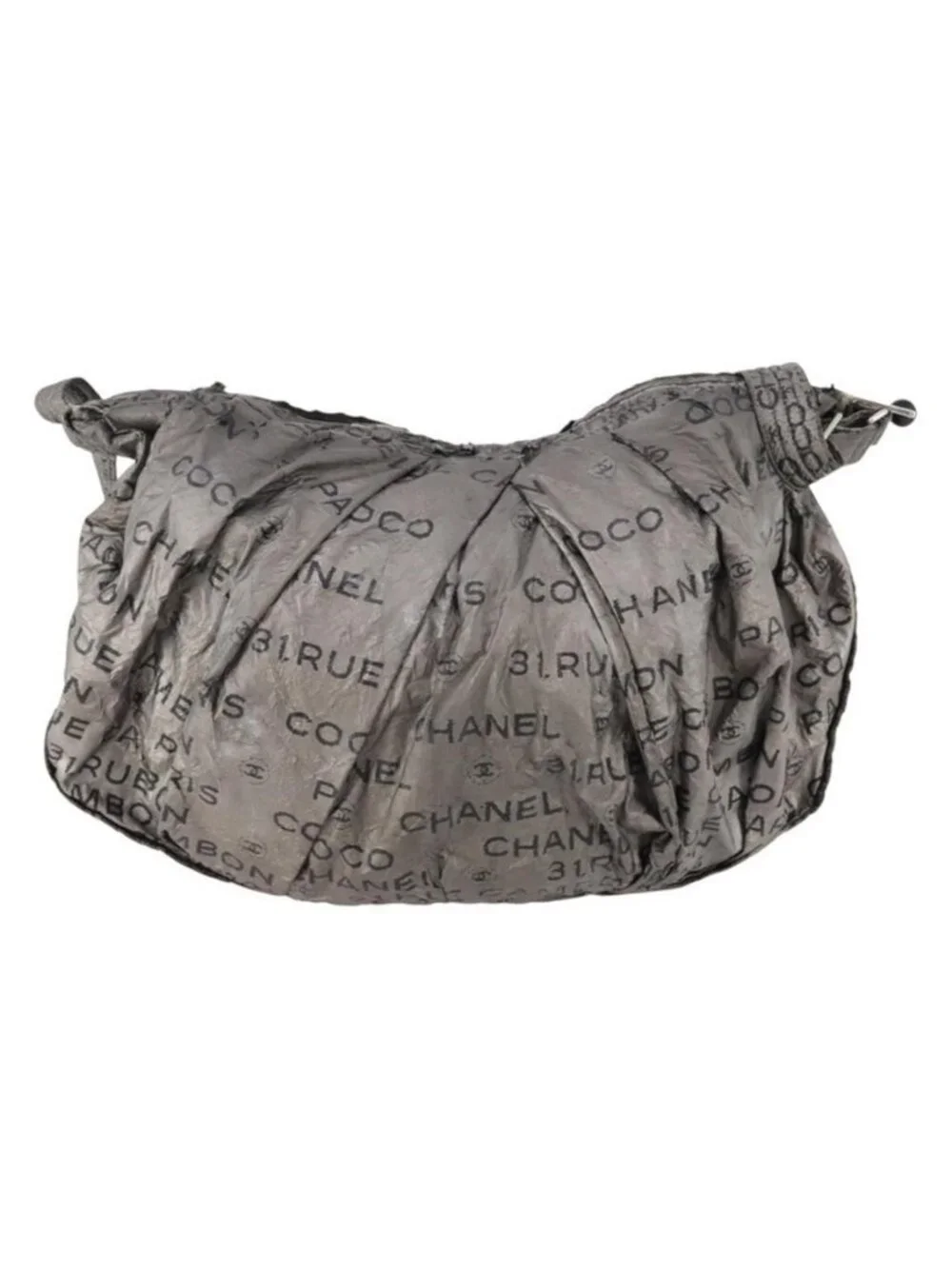 Authentic CHANEL Unlimited Shoulder Bag Coated Canvas Silver CC